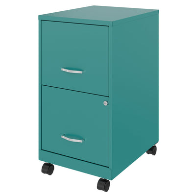 Space Solutions 18' Wide 2 Drawer Mobile Organizer Cabinet , Teal (Used)