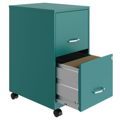 Space Solutions 18' Wide 2 Drawer Mobile Organizer Cabinet , Teal (Used)