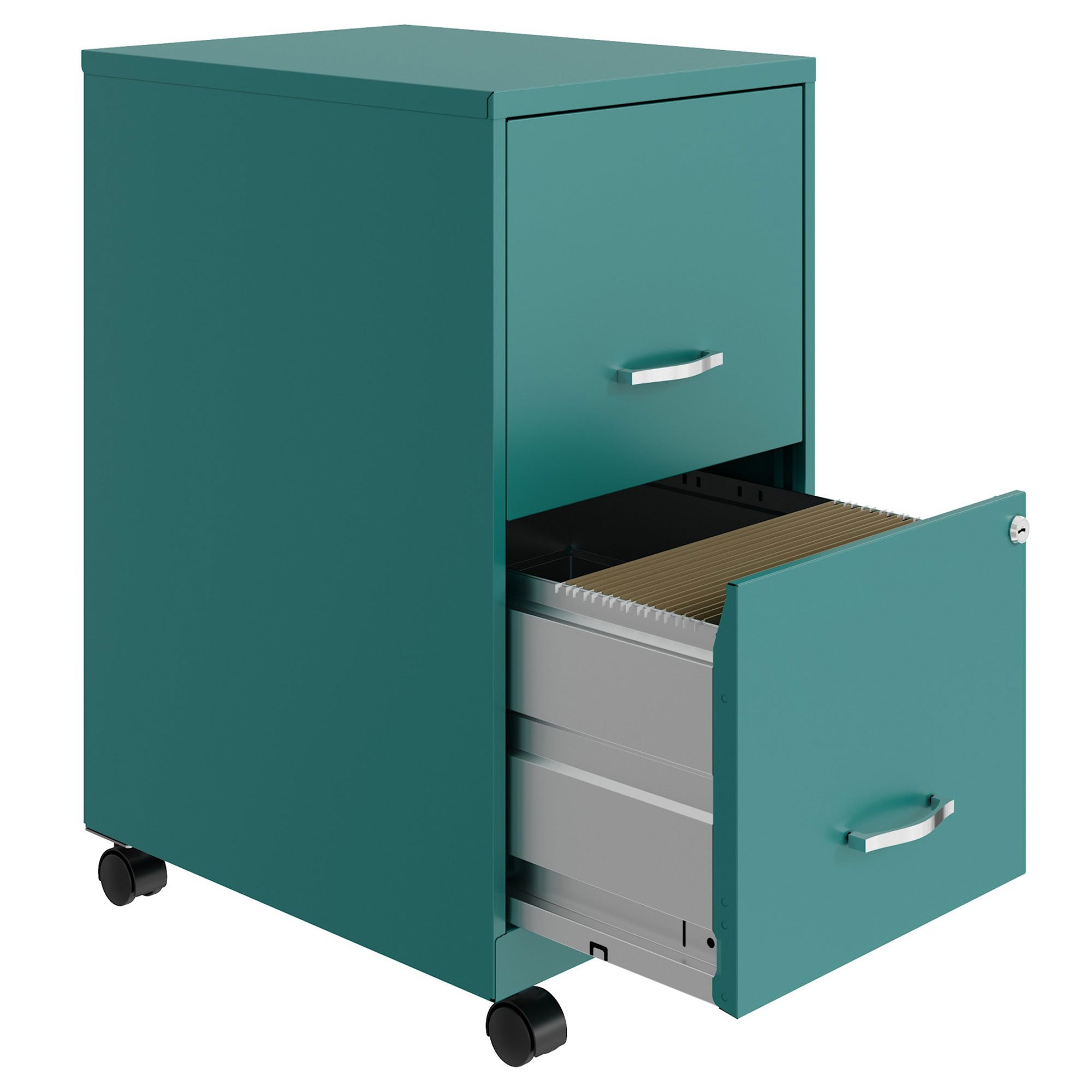 Space Solutions 18' Wide 2 Drawer Mobile Organizer Cabinet , Teal (Used) - VMInnovations