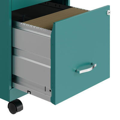 Space Solutions 18' Wide 2 Drawer Mobile Organizer Cabinet , Teal (Used) - VMInnovations