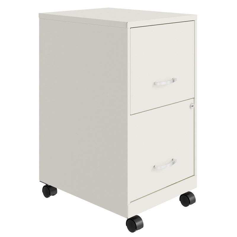 Space Solutions 18 Inch Wide 2 Drawer Mobile Cabinet for Office, White (Used)