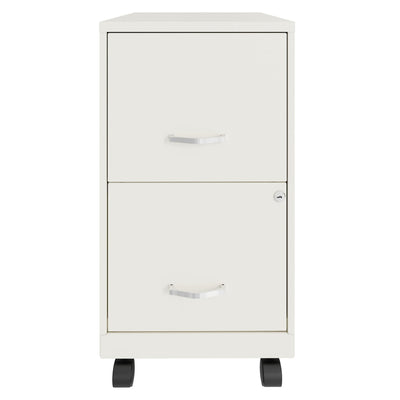 Space Solutions 18 Inch Wide 2 Drawer Mobile Cabinet for Office, White (Used)