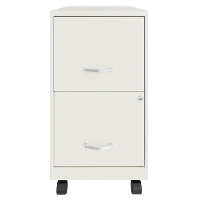 Space Solutions 18in 2 Drawer Mobile Cabinet for Office, Pearl White (Open Box) - VMInnovations