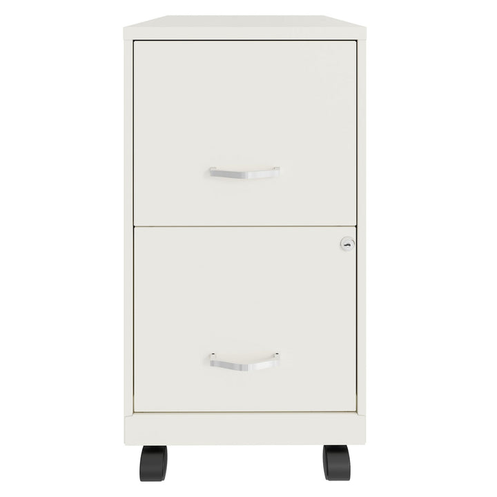 Space Solutions 18 Inch Wide 2 Drawer Mobile Cabinet for Office, White (Used) - VMInnovations