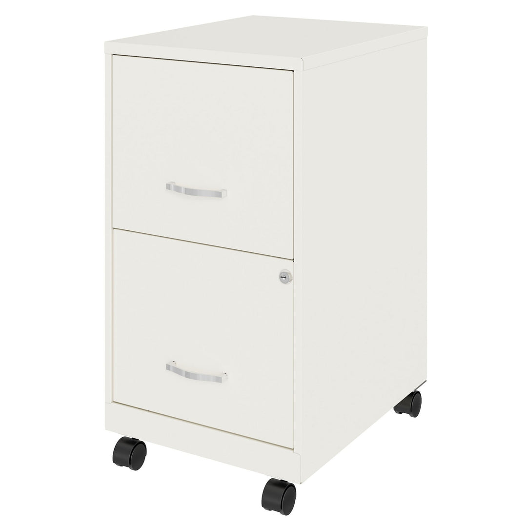 Space Solutions 18 Inch Wide 2 Drawer Mobile Cabinet for Office, White (Used) - VMInnovations