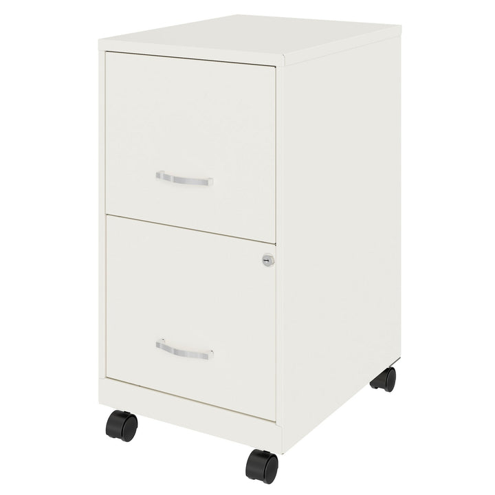 Space Solutions 18 Inch Wide 2 Drawer Mobile Cabinet for Office, White (Used) - VMInnovations