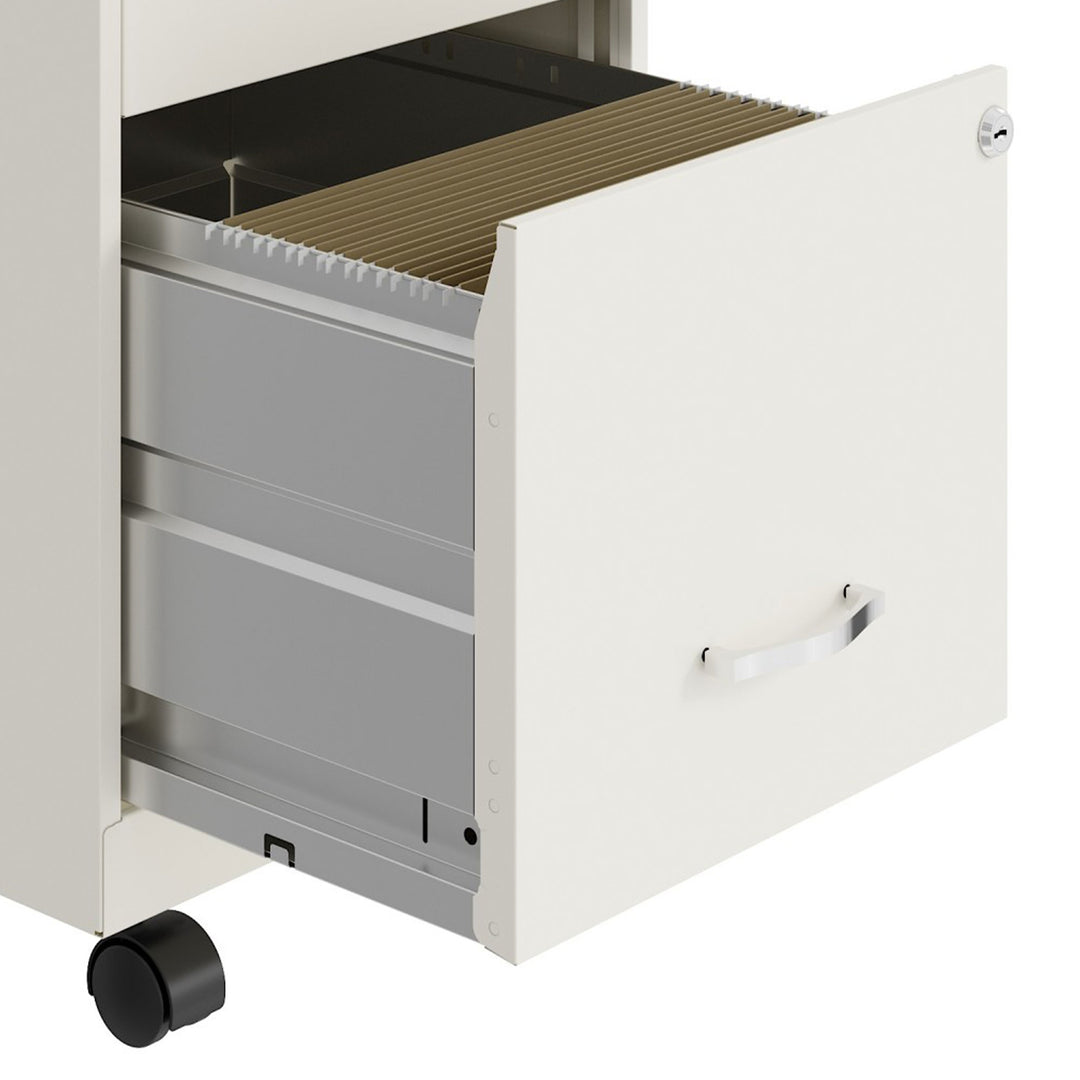 Space Solutions 18 Inch Wide 2 Drawer Mobile Cabinet for Office, Pearl White - VMInnovations