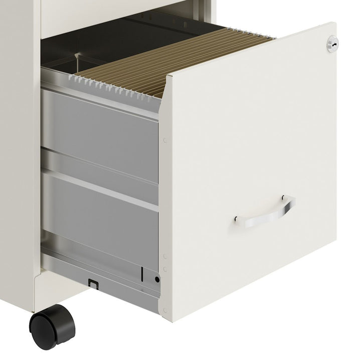 Space Solutions 18 Inch Wide 2 Drawer Mobile Cabinet for Office, Pearl White - VMInnovations