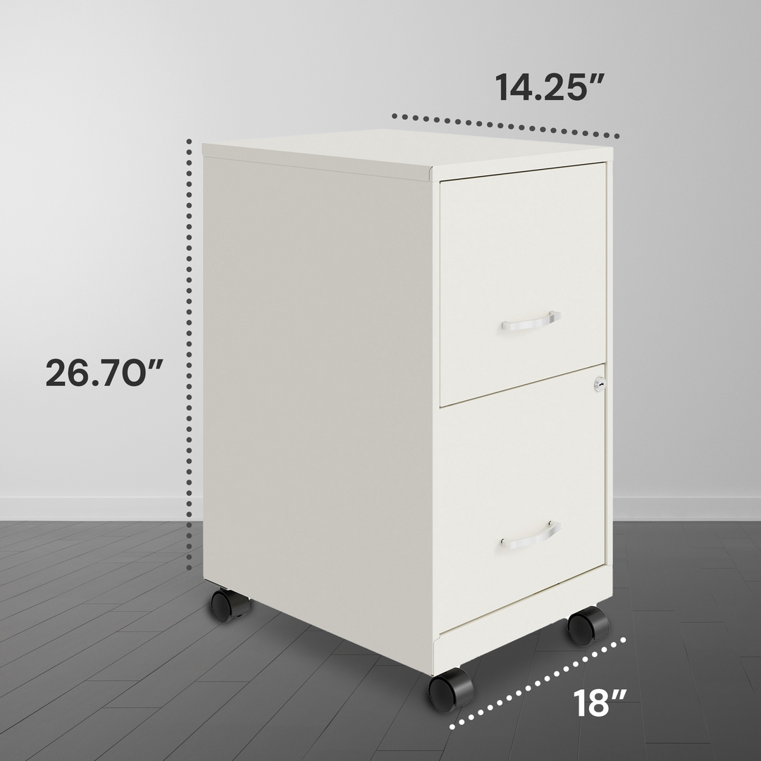 Space Solutions 18in 2 Drawer Mobile Cabinet for Office, Pearl White (Open Box)