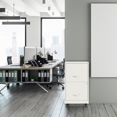 Space Solutions 18 Inch Wide 2 Drawer Mobile Cabinet for Office, White (Used) - VMInnovations