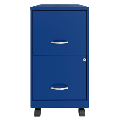 Space Solutions 18 Inch Wide 2 Drawer Mobile Organizer Cabinet for Office, Blue