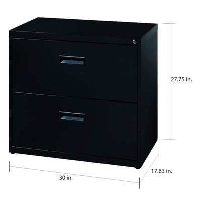 Hirsh 30 In Wide 2 Drawer Metal Organizer Lateral File Cabinet for Office, Black
