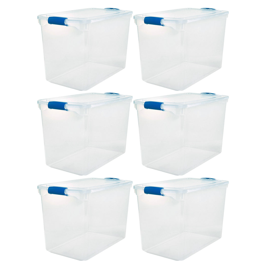 Homz 112-Quart Clear Plastic Stackable Storage Containers w/ Latch Lid, 6 Pack