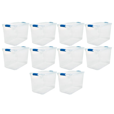 Homz 112 Quart Heavy Duty Clear Plastic Stackable Storage Containers, 10 Pack