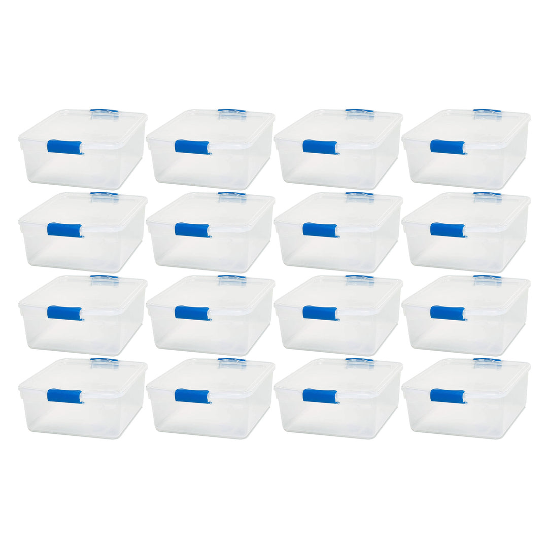 Homz 15.5 Quart Heavy Duty Clear Plastic Stackable Storage Containers, 16 Pack