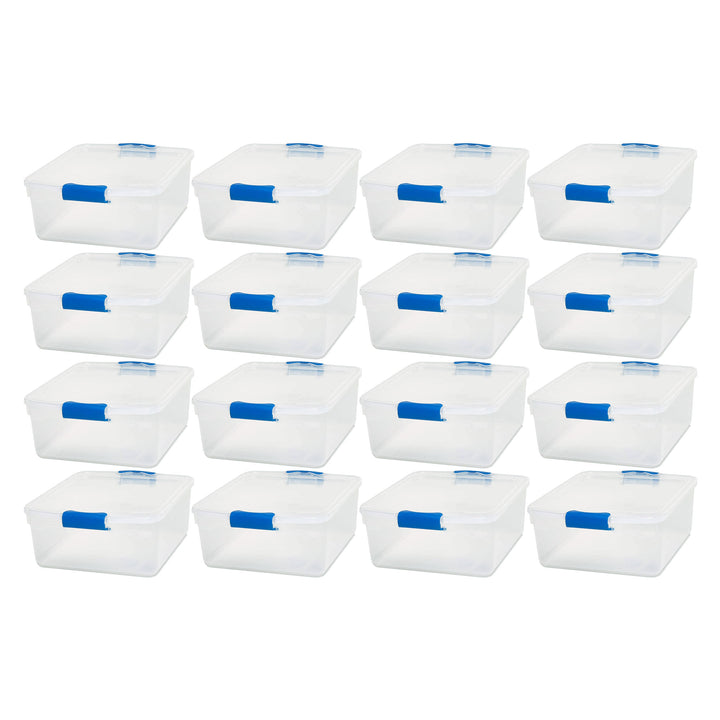 Homz 15.5 Quart Heavy Duty Clear Plastic Stackable Storage Containers, 16 Pack