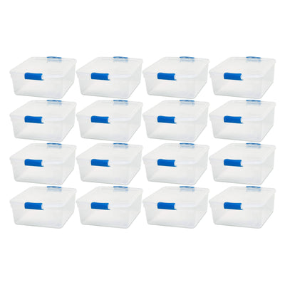 Homz 15.5 Quart Heavy Duty Clear Plastic Stackable Storage Containers, 16 Pack