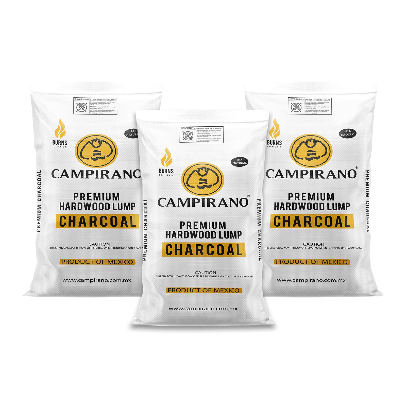 Campirano Premium Hardwood Black Lump Grill & Smoker Charcoal, 40lb Bag (3 Pack) - VMInnovations