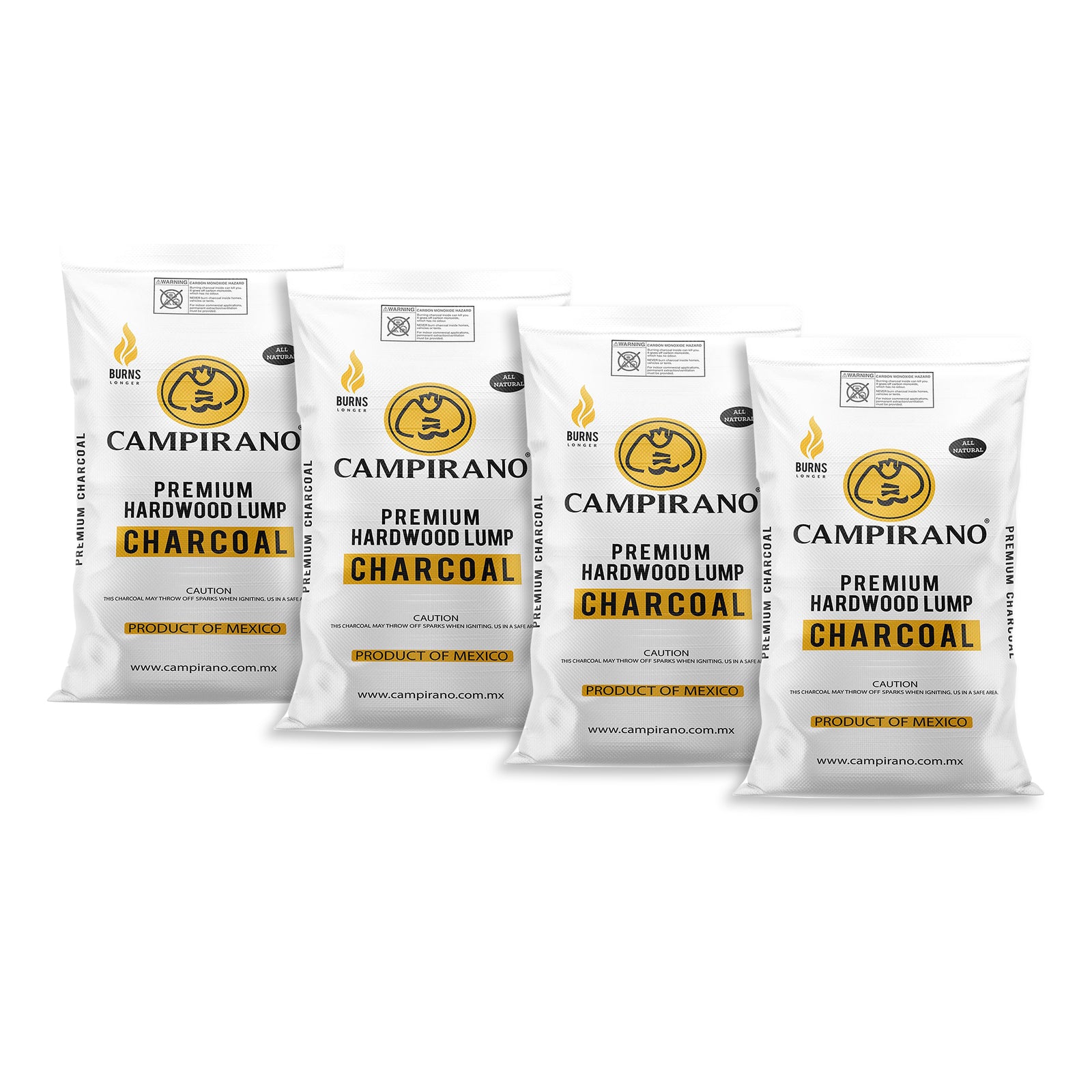 Campirano Premium Hardwood Black Lump Grill & Smoker Charcoal, 40lb Bag (4 Pack) - VMInnovations