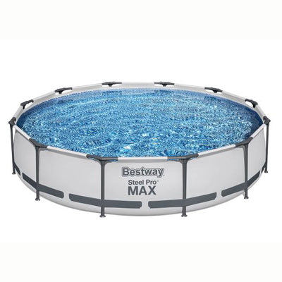 Bestway Steel Pro Max 12' x 30" Round Above Ground Frame Pool & Flowclear Cover - VMInnovations