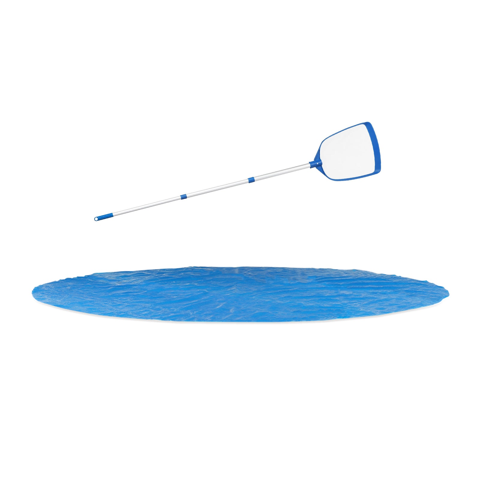Bestway 14 Ft Round Above Ground Solar Pool Cover & FlowClear AquaScoop Skimmer - VMInnovations