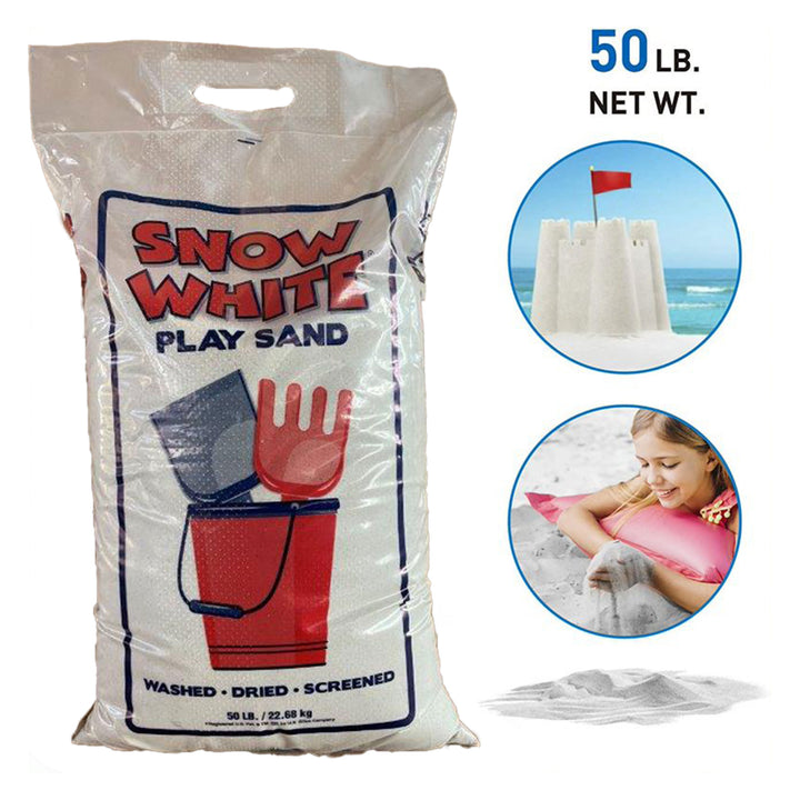 US Silica Snow White Comfortable Play Sand for Sand Tables, White, 50 Pound Bag