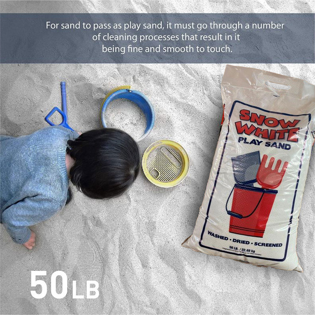 US Silica Snow White Comfortable Play Sand for Sand Tables, White, 50 Pound Bag