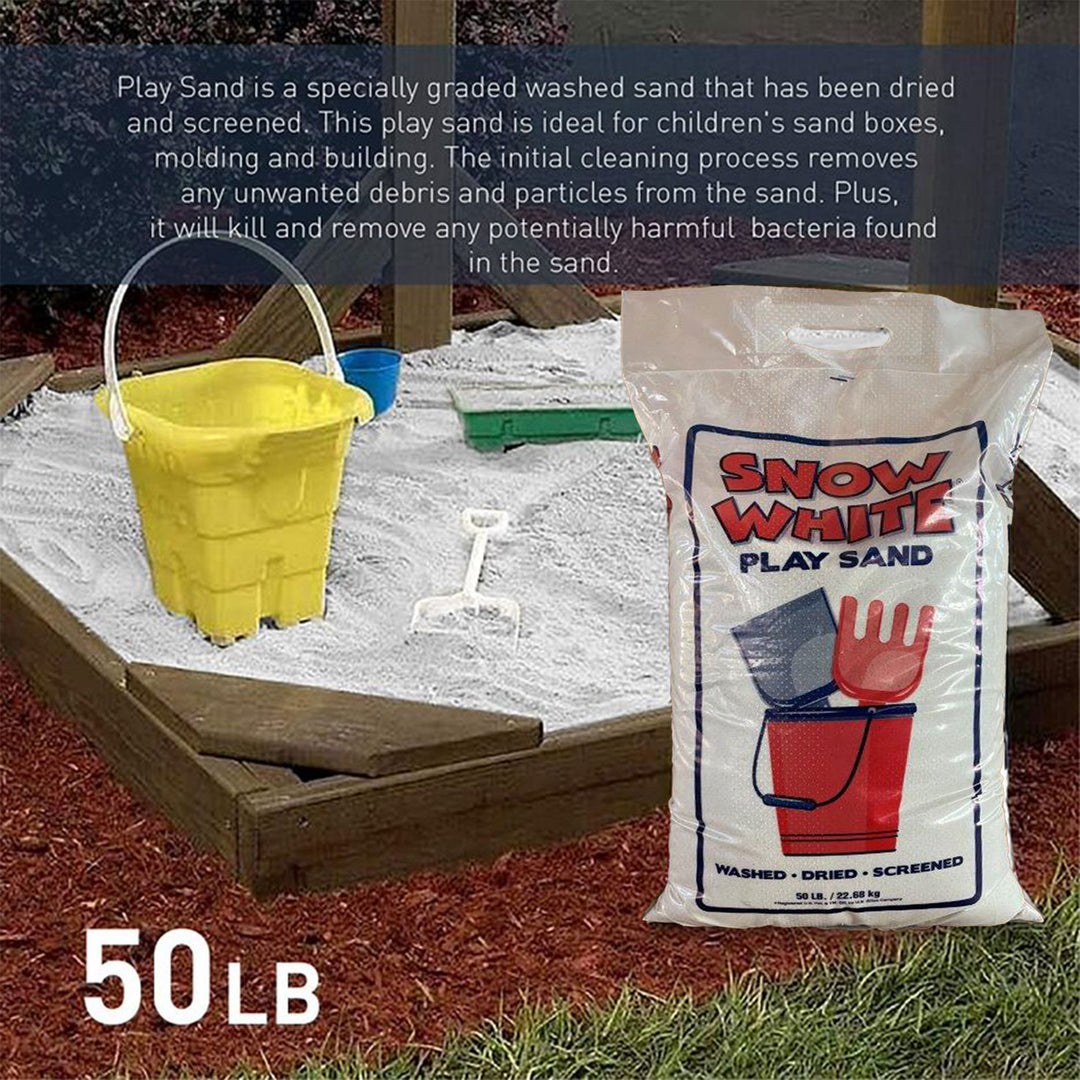 US Silica Snow White Comfortable Play Sand for Sand Tables, White, 50 Pound Bag