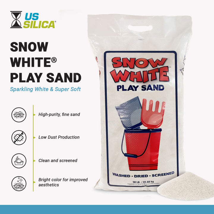 U.S. Silica Snow White Play Sand Sparkling White & Super Soft, 50 Pounds, 5 Pack