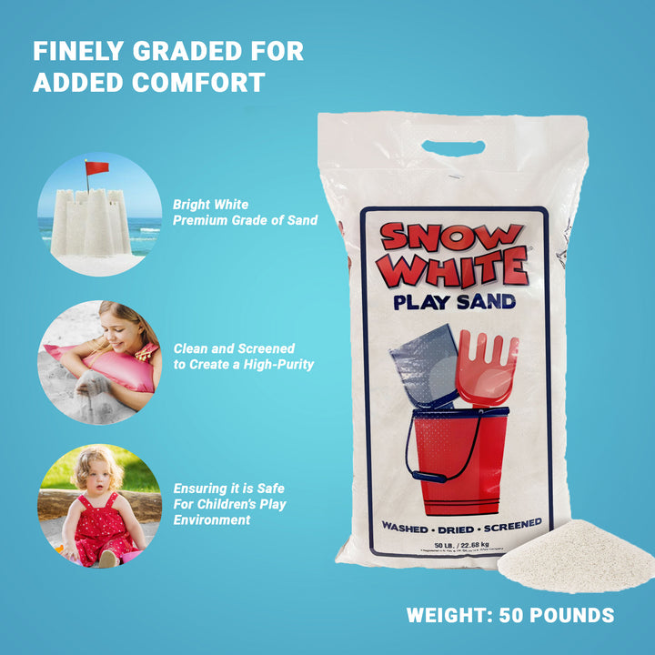 US Silica 50 Pound Bag Snow White Play Sand for Sand Tables, White (4 Pack)