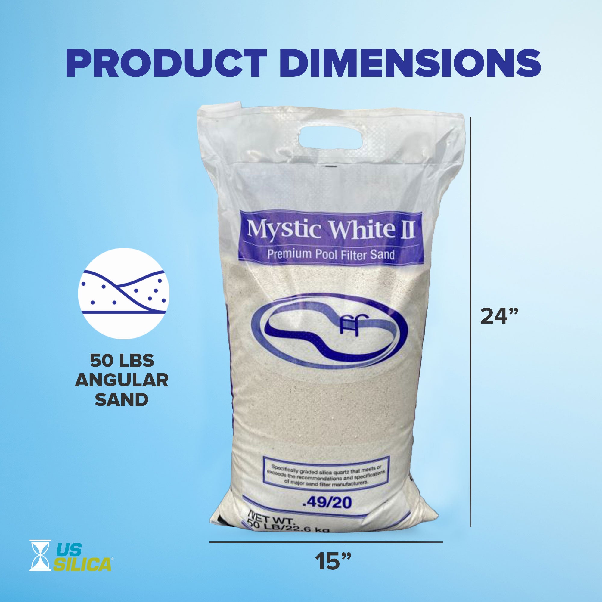 U.S. Silica 50 Pound Mystic White II Swimming Pool Filter Sand, White (4 Pack)