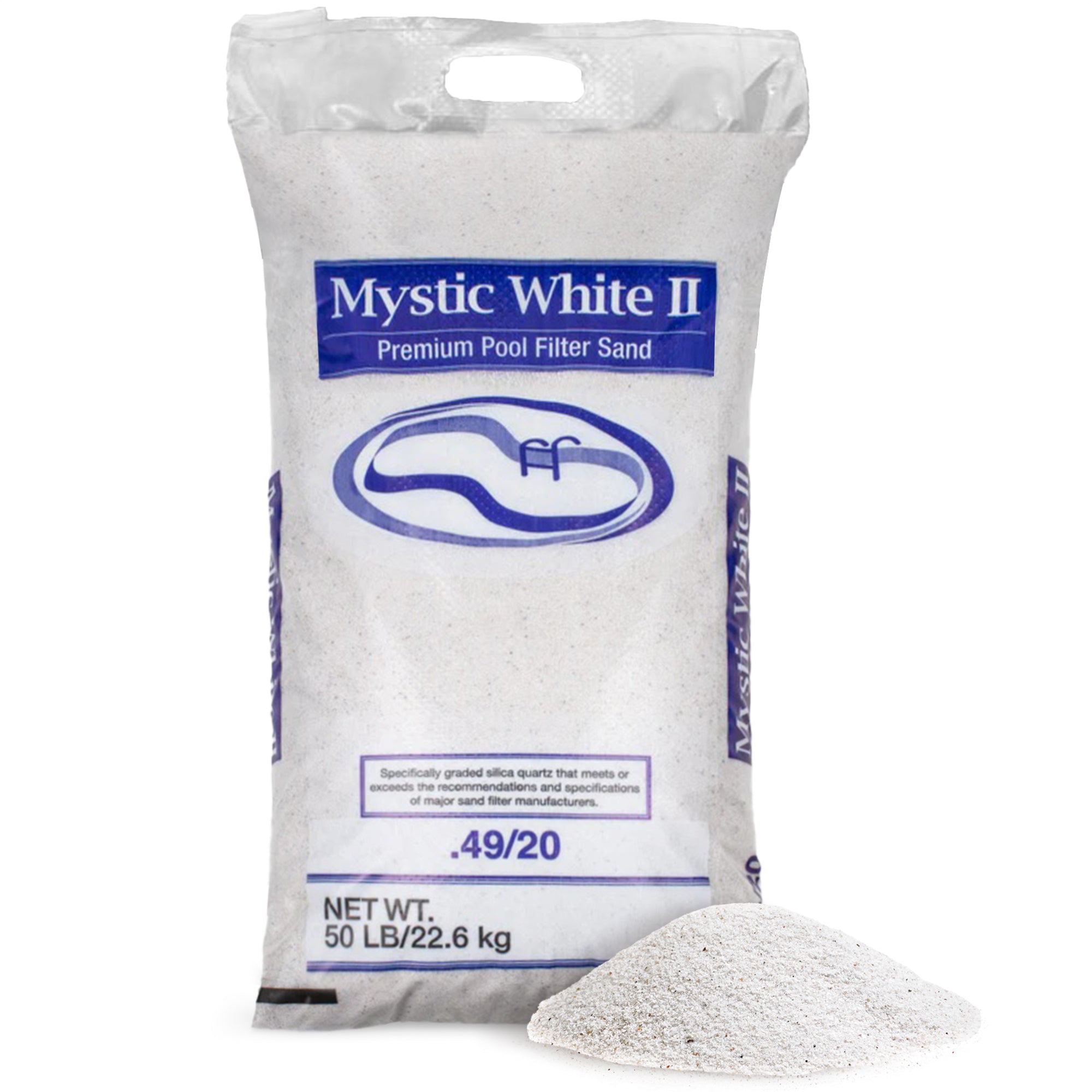 U.S. Silica 50 Pound Mystic White II Swimming Pool Filter Sand, White, 10 Pack