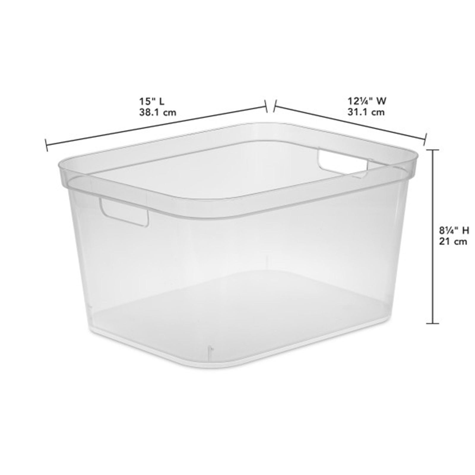 Sterilite 8.25x12.25x15 In Storage Bin w/ Carry Through Handles, Clear (18 Pack) - VMInnovations