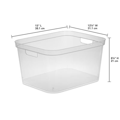 Sterilite 8.25x12.25x15 In Storage Bin w/ Carry Through Handles, Clear (24 Pack)