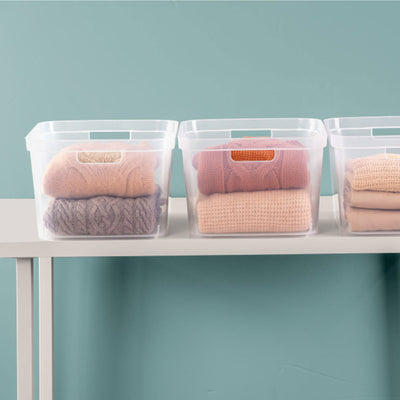 Sterilite 8.25x12.25x15 In Storage Bin w/ Carry Through Handles, Clear (18 Pack) - VMInnovations
