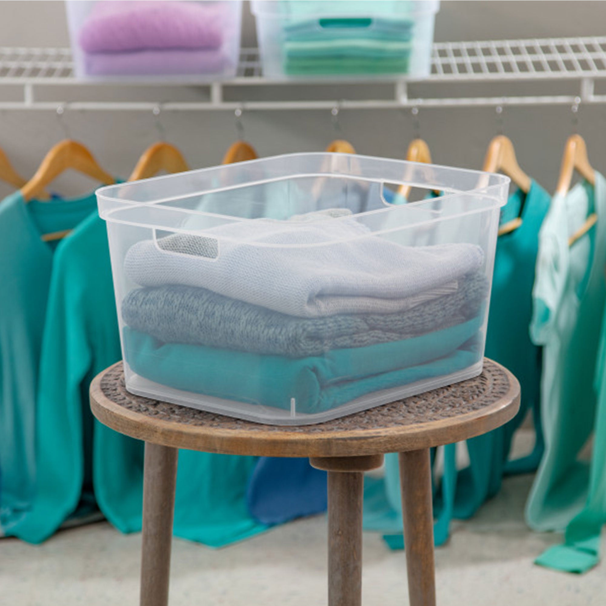 Sterilite 8.25x12.25x15 In Storage Bin w/ Carry Through Handles, Clear (18 Pack) - VMInnovations