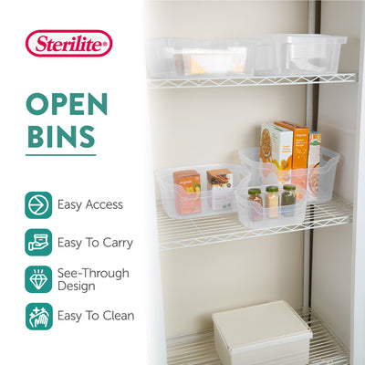 Sterilite 7 x 11 x 14.25 Inch Open Storage Bin w/ Carry Handles, Clear (12 Pack)