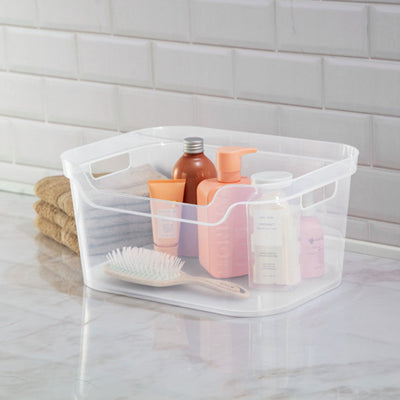 Sterilite 7 x 11 x 14.25 Inch Open Storage Bin w/ Carry Handles, Clear (6 Pack) - VMInnovations