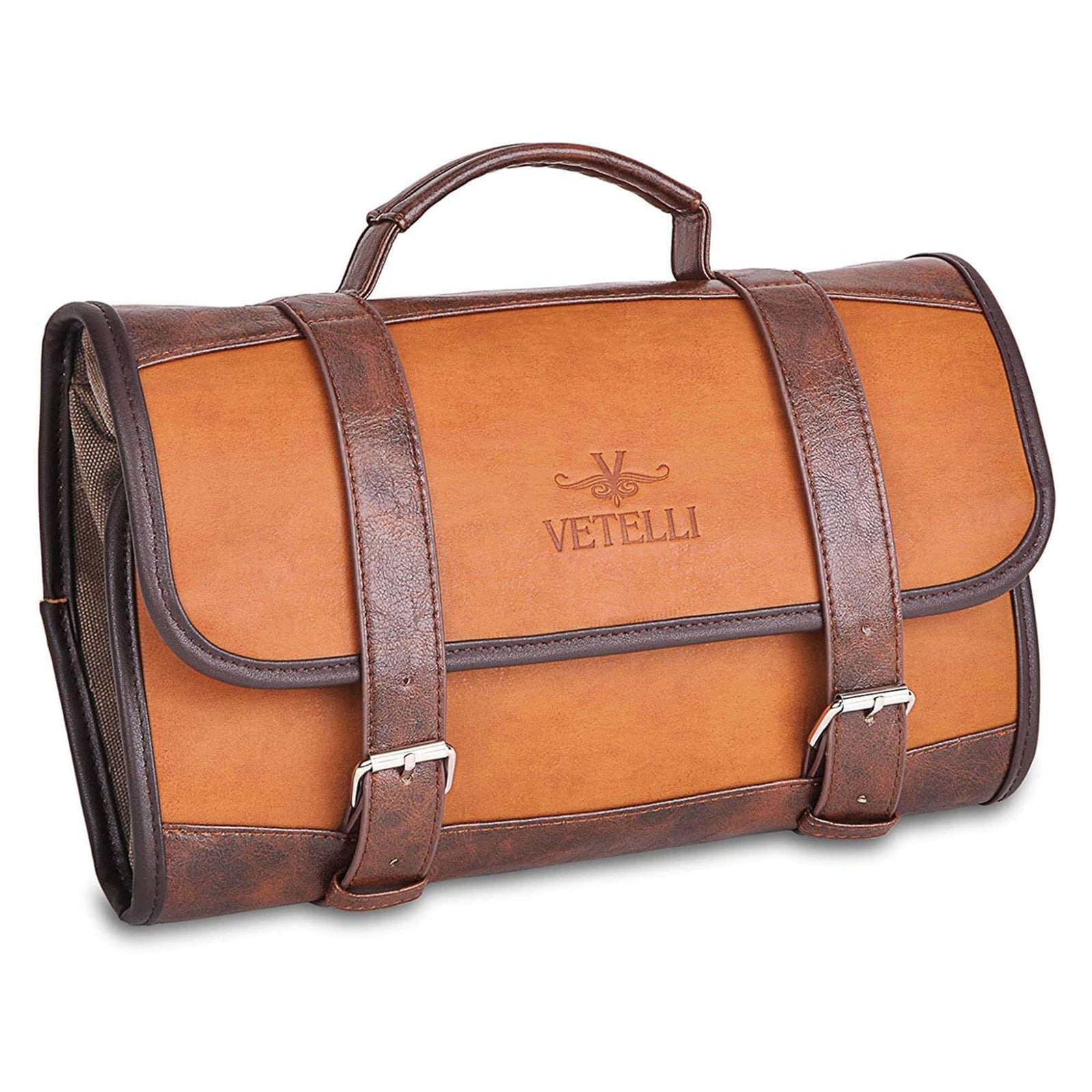 Vetelli Foldable Leather Travel Toiletry Bag for Men with 4 Pockets (Open Box) - VMInnovations