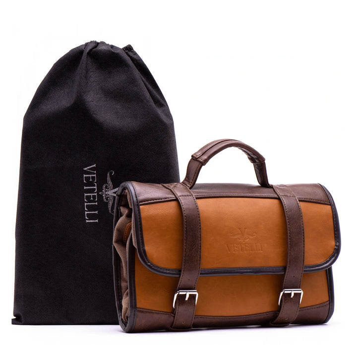 Vetelli Foldable Leather Travel Toiletry Bag for Men with 4 Pockets (Open Box)