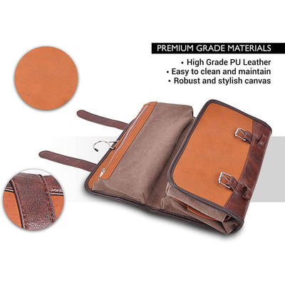 Vetelli Foldable Leather Travel Toiletry Bag for Men with 4 Pockets (Open Box) - VMInnovations