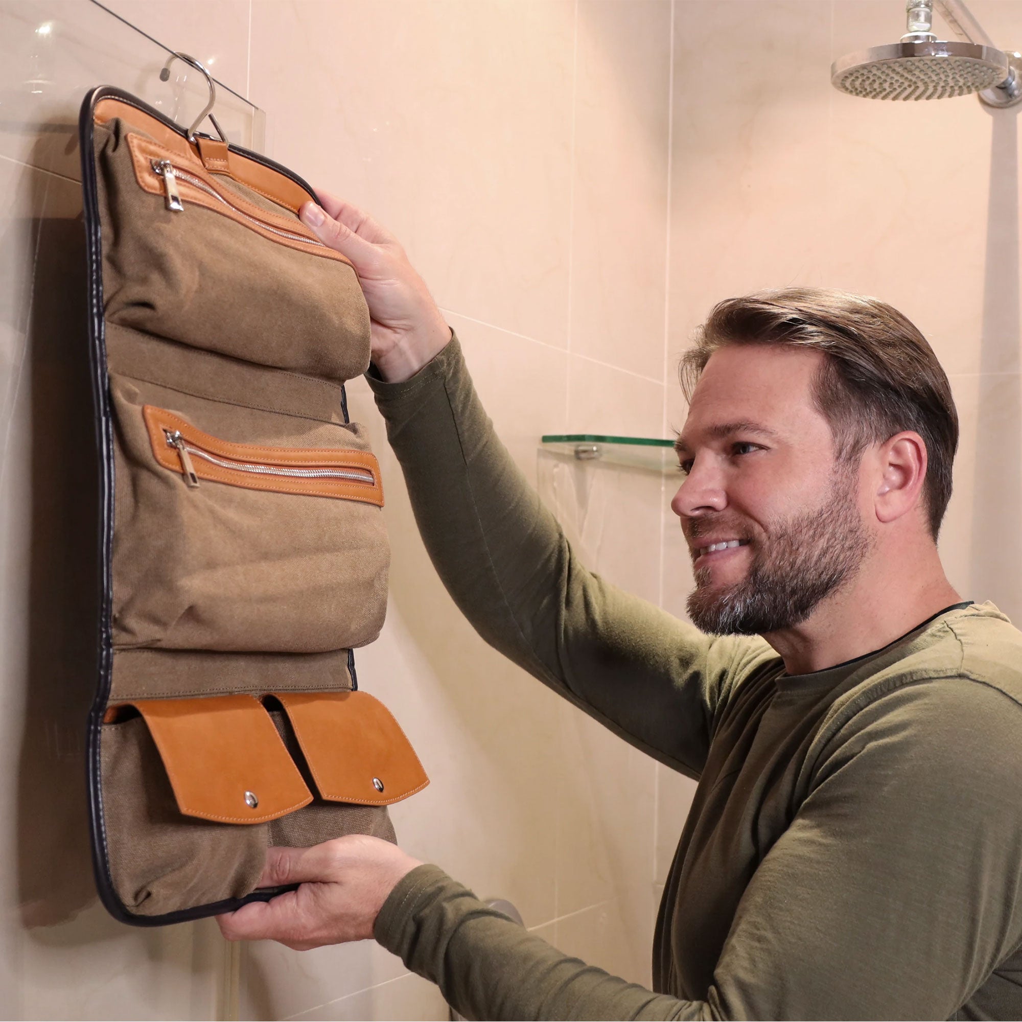Vetelli Foldable Leather Travel Toiletry Bag for Men with 4 Pockets (Open Box) - VMInnovations