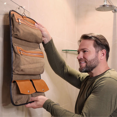 Vetelli Foldable Leather Travel Toiletry Bag for Men with 4 Pockets (Open Box) - VMInnovations