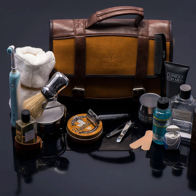 Vetelli Foldable Leather Travel Toiletry Bag for Men with 4 Pockets (Open Box) - VMInnovations
