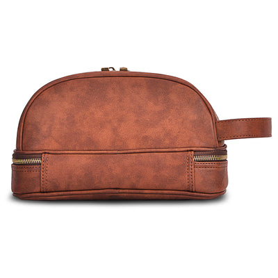 Classic Leather Travel Toiletry Bag and Dopp Kit w/ 2 Compartments (Open Box) - VMInnovations