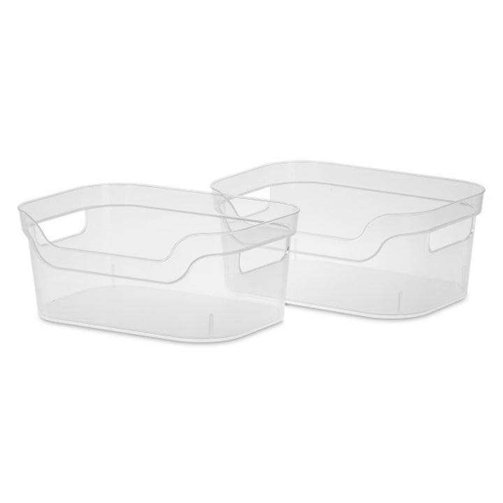 Sterilite 9.5 x 6.5 x 4 Inch Clear Open Storage Bin with Carry Handles (32 Pack)