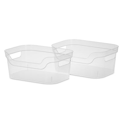 Sterilite 9.5 x 6.5 x 4 Inch Clear Open Storage Bin with Carry Handles (64 Pack)