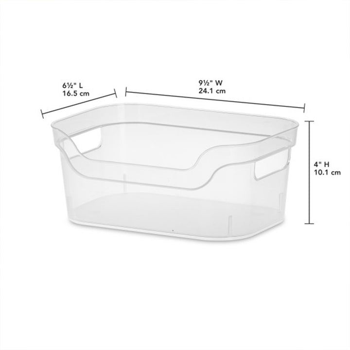 Sterilite 9.5 x 6.5 x 4 Inch Clear Open Storage Bin with Carry Handles (32 Pack)