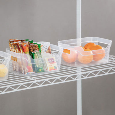 Sterilite 9.5 x 6.5 x 4 Inch Clear Open Storage Bin with Carry Handles (16 Pack)