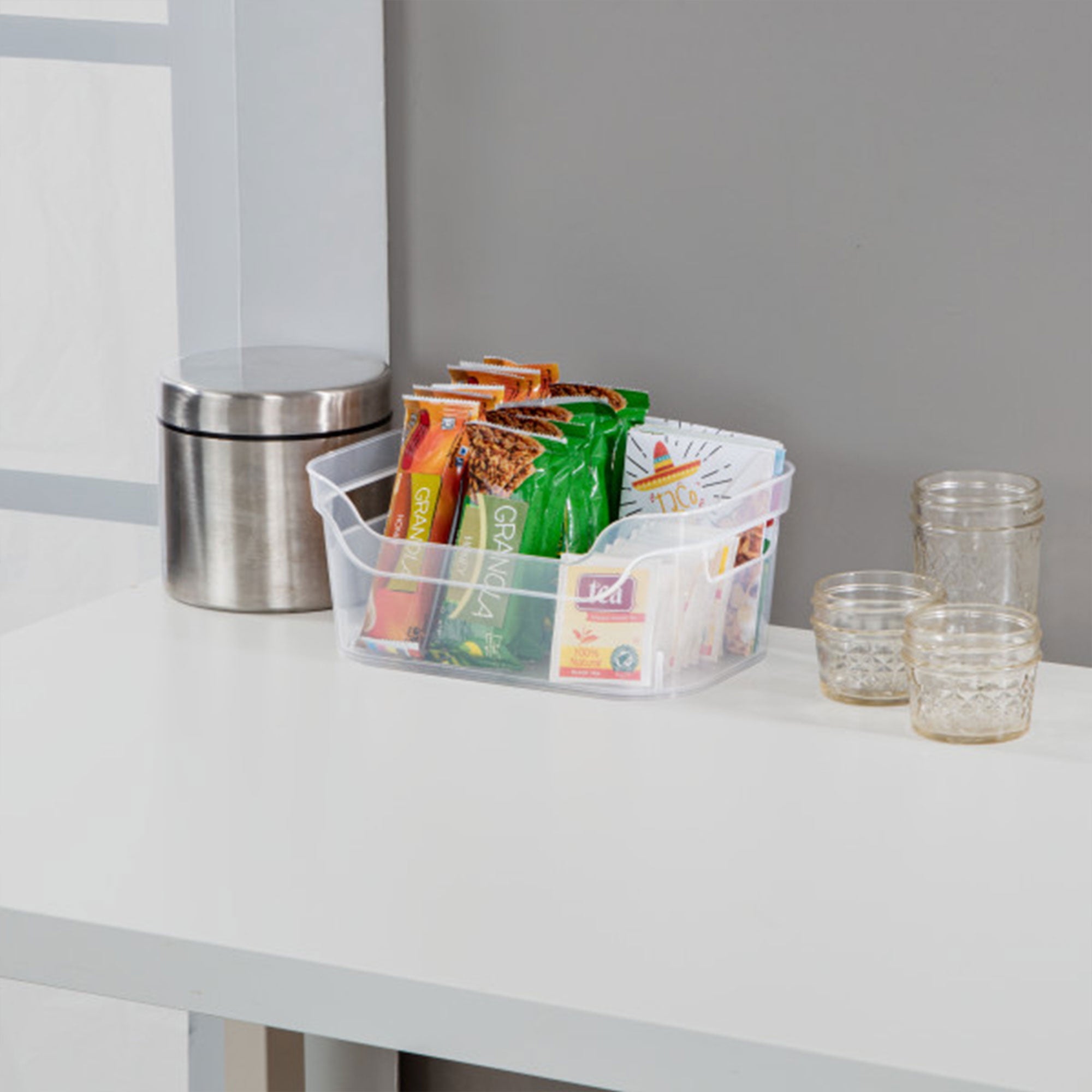 Sterilite 9.5 x 6.5 x 4 Inch Clear Open Storage Bin with Carry Handles (32 Pack) - VMInnovations